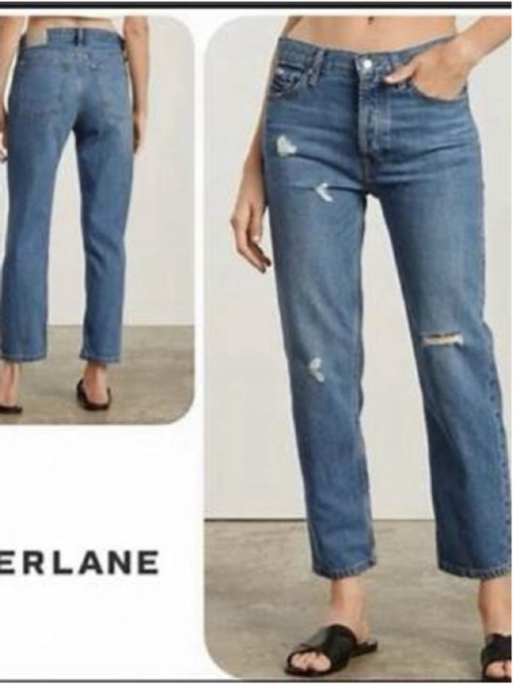 Everlane the summer slouch jeans midrise straight distressing classic sz 25